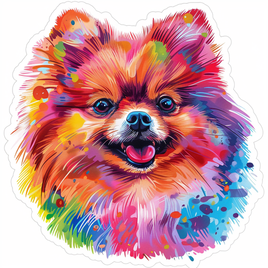 Sticker of a Pomeranian Dog cartoon majestic Expressive surreal Vinyl Decal Sticker for Car, Laptop, Tumbler and more # F013857