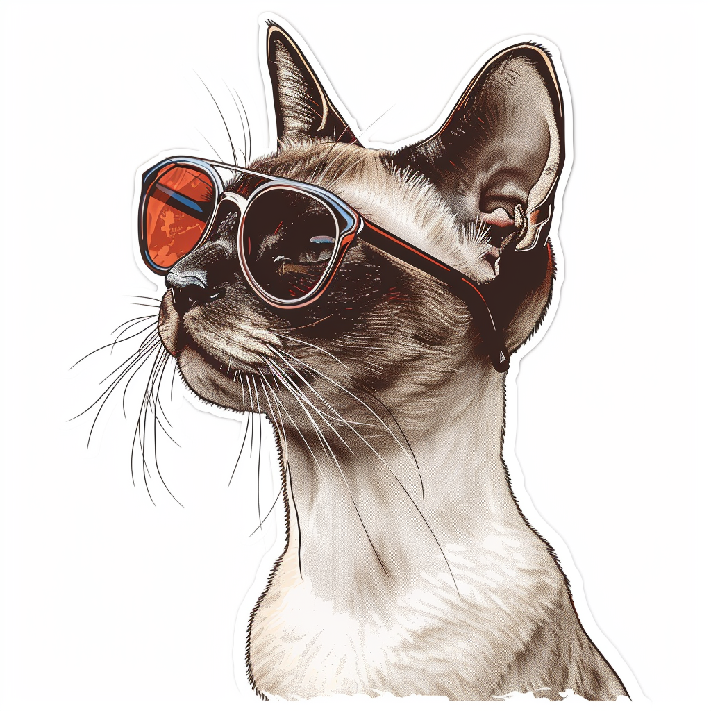 Burmese Cat wearing sunglasses Vinyl Decal Sticker for Car, Laptop, Tumbler and more # F010966