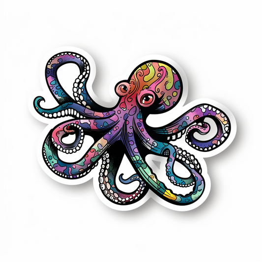 Sticker of a Octopus heartcore majestic Expressive surreal Vinyl Decal Sticker for Car, Laptop, Tumbler and more # F015474
