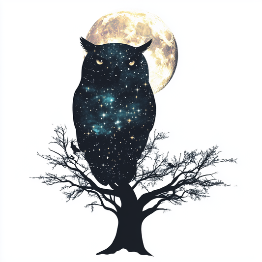 Owl Moon and Stars Vinyl Decal Sticker for Car, Laptop, Tumbler and more # F025757