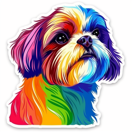 Adorable Shih Tzu Dog Expressive surreal Vinyl Decal Sticker for Car, Laptop, Tumbler and more # F018515