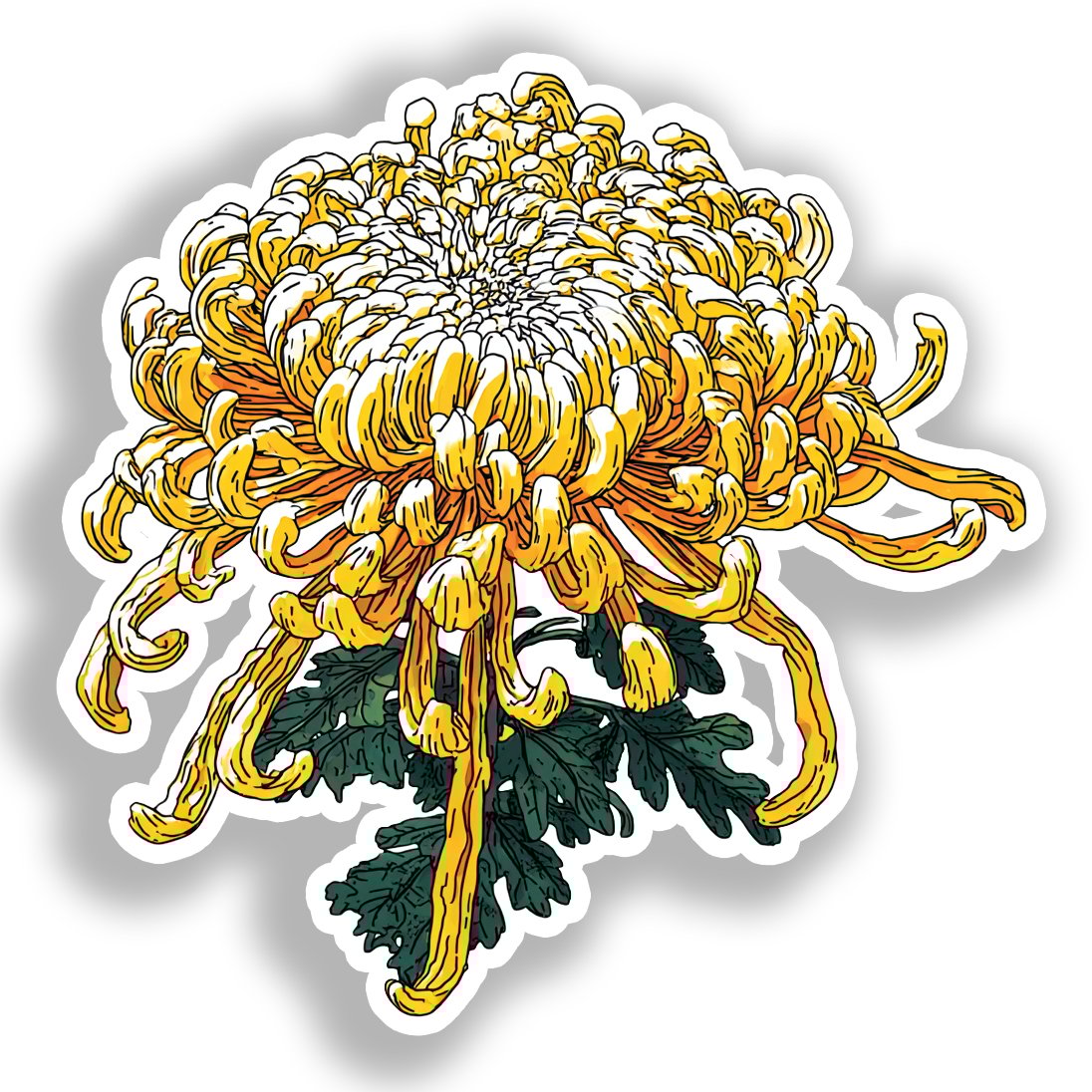 Chrysanthemum Flower Vinyl Decal Sticker for Car, Laptop, Tumbler and more # A018868-4" x 4"