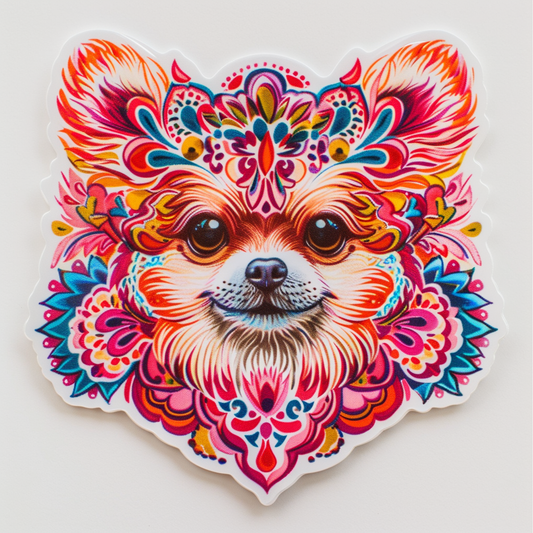Sticker of a Pomeranian Dog majestic Expressive surreal Heartcore Vinyl Decal Sticker for Car, Laptop, Tumbler and more # F014061