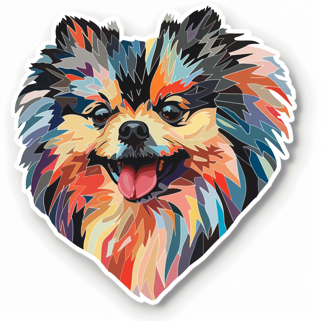 Sticker of a Pomeranian Dog majestic Expressive surreal Heartcore Vinyl Decal Sticker for Car, Laptop, Tumbler and more # F014080