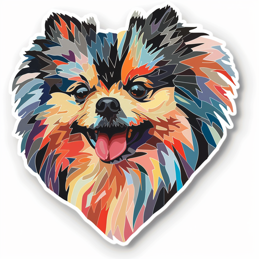 Sticker of a Pomeranian Dog majestic Expressive surreal Heartcore Vinyl Decal Sticker for Car, Laptop, Tumbler and more # F014080