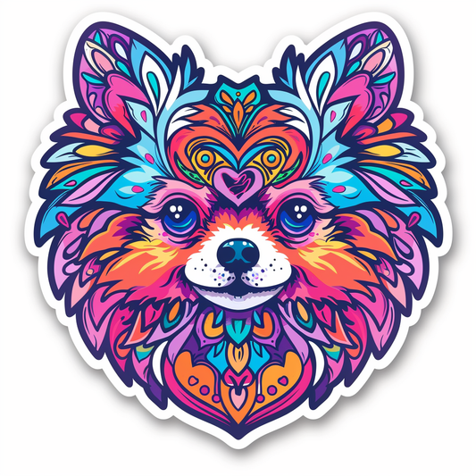 Sticker of a Pomeranian Dog majestic Expressive surreal Heartcore Vinyl Decal Sticker for Car, Laptop, Tumbler and more # F014150