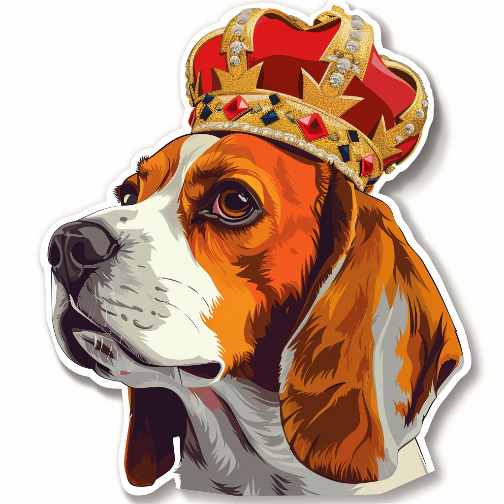 Beagle dog crowned Vinyl Decal Sticker for Car, Laptop, Tumbler and more # F011843