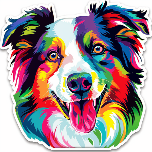 Sticker of a Border Collie Dog majestic Expressive surreal Vinyl Decal Sticker for Car, Laptop, Tumbler and more # F021875