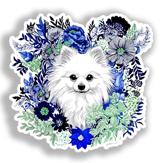 Pomeranian Dog Vinyl Decal Sticker for Car, Laptop, Tumbler and more # A017455-4" x 4"