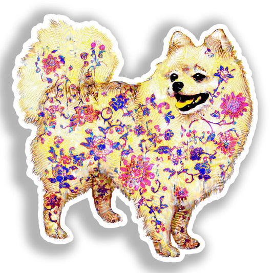 Pomeranian Dog Vinyl Decal Sticker for Car, Laptop, Tumbler and more # A017492-4" x 4"