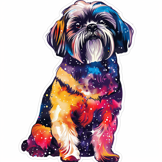 Adorable Shih Tzu Dog Expressive surreal Vinyl Decal Sticker for Car, Laptop, Tumbler and more # F018277