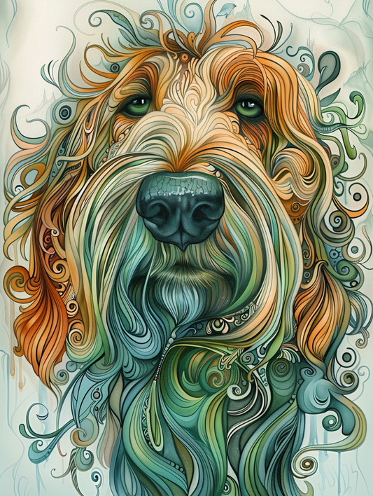 Poster of Goldendoodle dog Expressive surreal Poster # F024267