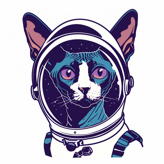 Adorable Cornish Rex Cat Expressive surreal Vinyl Decal Sticker for Car, Laptop, Tumbler and more # F021457-4" x 4"