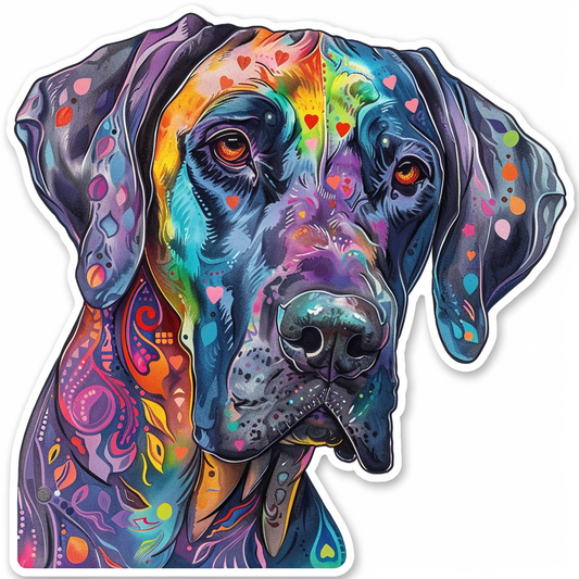 Adorable Great Dane Dog Expressive surreal Vinyl Decal Sticker for Car, Laptop, Tumbler and more # F017946