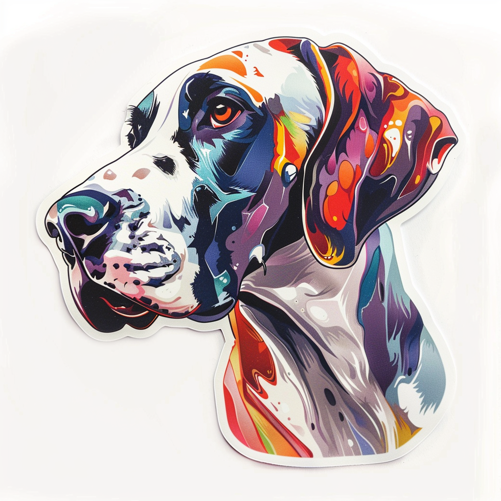 Adorable Great Dane Dog Expressive surreal Vinyl Decal Sticker for Car, Laptop, Tumbler and more # F017773
