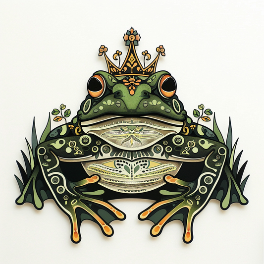 Frog crowned majestic Expressive surreal Vinyl Decal Sticker for Car, Laptop, Tumbler and more # F016590