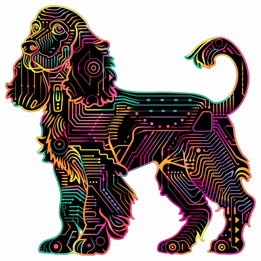 Cocker Spaniel Dog cyber punk Expressive surreal Vinyl Decal Sticker for Car, Laptop, Tumbler and more # F020306-4" x 4"