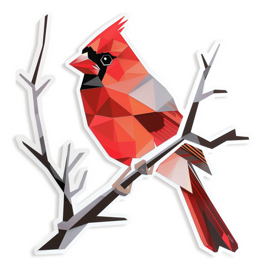Cardinal Bird majestic Expressive surreal Vinyl Decal Sticker for Car, Laptop, Tumbler and more # F024221