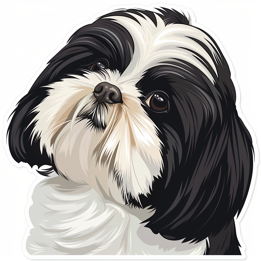 Adorable Shih Tzu Dog Expressive surreal Vinyl Decal Sticker for Car, Laptop, Tumbler and more # F018474