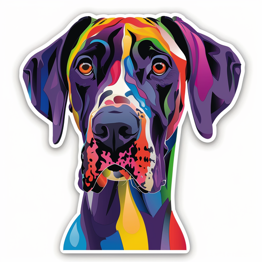 Adorable Great Dane Dog Expressive surreal Vinyl Decal Sticker for Car, Laptop, Tumbler and more # F017737