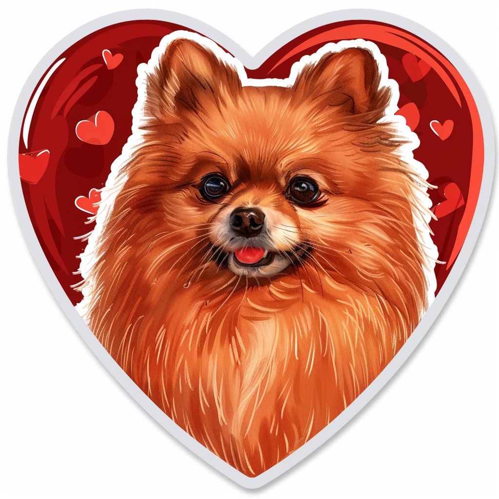 Sticker of a Pomeranian Dog majestic Expressive surreal Heartcore Vinyl Decal Sticker for Car, Laptop, Tumbler and more # F014027
