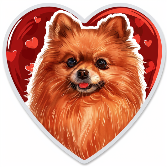 Sticker of a Pomeranian Dog majestic Expressive surreal Heartcore Vinyl Decal Sticker for Car, Laptop, Tumbler and more # F014027