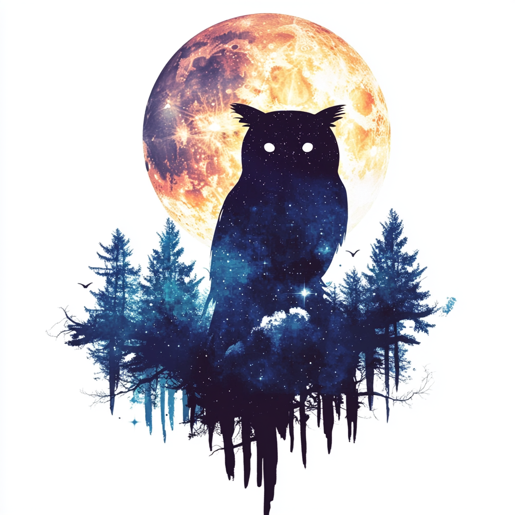 Owl Moon and Stars Vinyl Decal Sticker for Car, Laptop, Tumbler and more # F025735