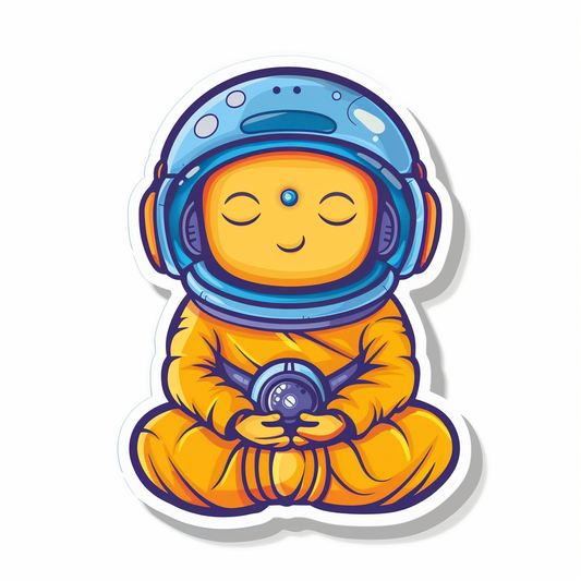 Sticker of a Cute and Adorable Buddha full body space suit Expressive surreal Vinyl Decal Sticker for Car, Laptop, Tumbler and more # F017198