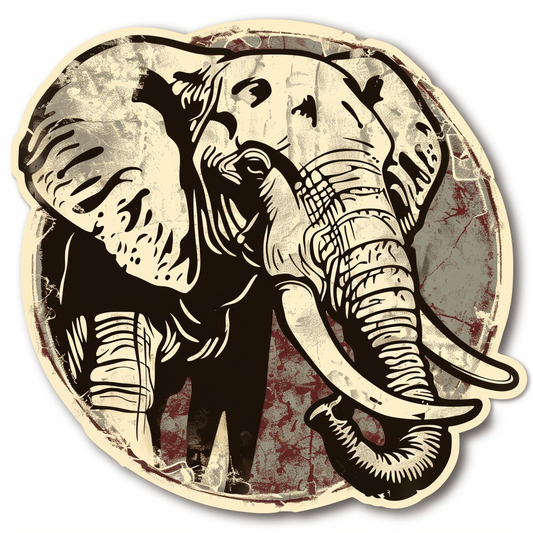 Elephant Expressive surreal Vinyl Decal Sticker for Car, Laptop, Tumbler and more # F022167-4" x 4"