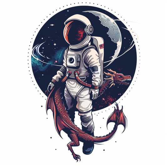 Dragon astronaut majestic Expressive surreal Vinyl Decal Sticker for Car, Laptop, Tumbler and more # F019022