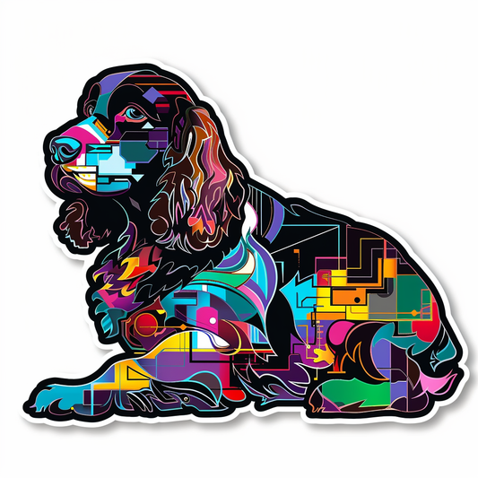 Cocker Spaniel Dog cyber punk Expressive surreal Vinyl Decal Sticker for Car, Laptop, Tumbler and more # F020086-4" x 4"