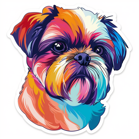 Adorable Shih Tzu Dog Expressive surreal Vinyl Decal Sticker for Car, Laptop, Tumbler and more # F018510
