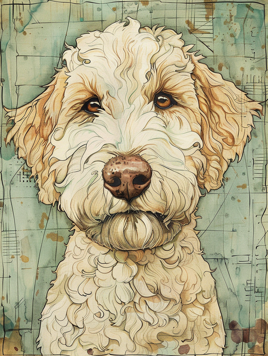 Poster of Goldendoodle dog Expressive surreal Poster # F024255