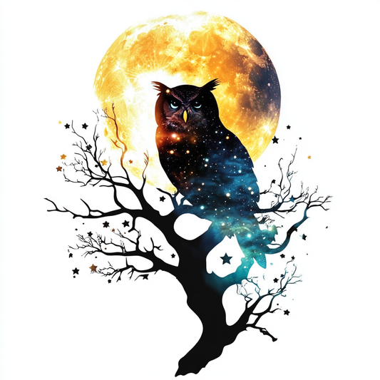 Owl Moon and Stars Vinyl Decal Sticker for Car, Laptop, Tumbler and more # F025766