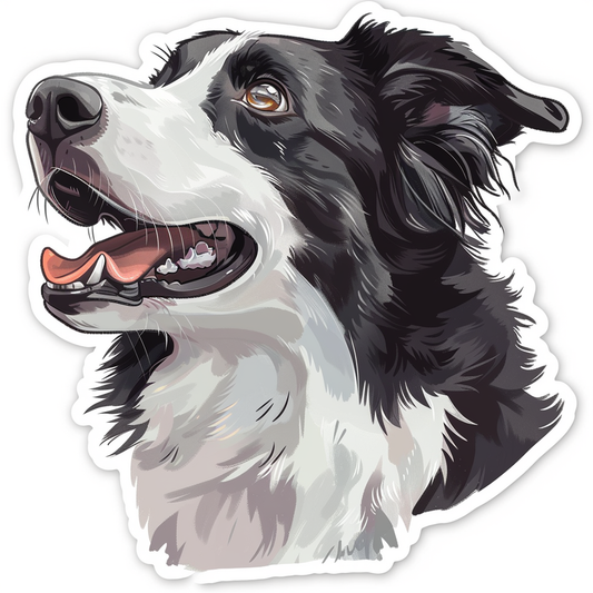 Border Collie Dog majestic Expressive surreal Vinyl Decal Sticker for Car, Laptop, Tumbler and more # F021795-4" x 4"