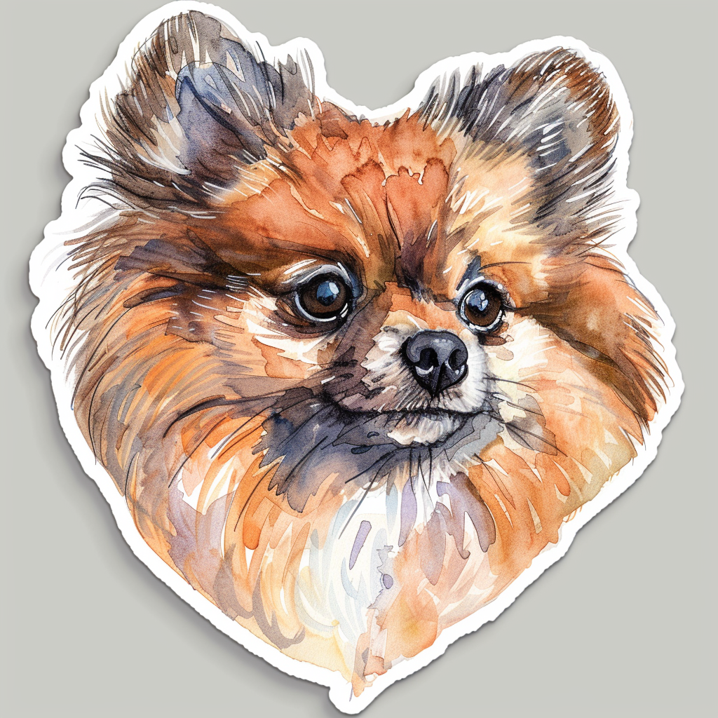 Sticker of a Pomeranian Dog majestic Expressive surreal Heartcore Vinyl Decal Sticker for Car, Laptop, Tumbler and more # F014009