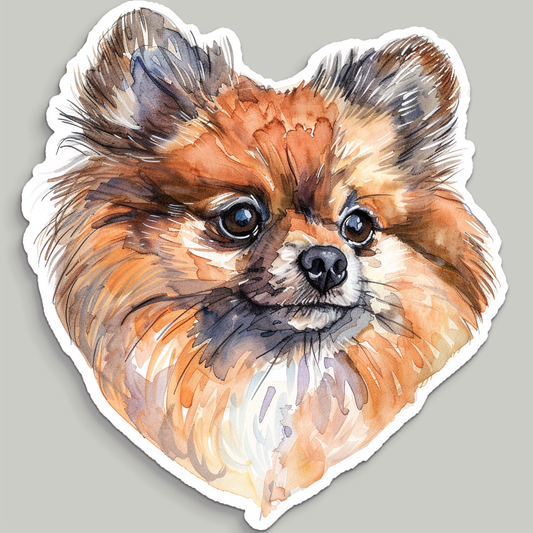 Sticker of a Pomeranian Dog majestic Expressive surreal Heartcore Vinyl Decal Sticker for Car, Laptop, Tumbler and more # F014009
