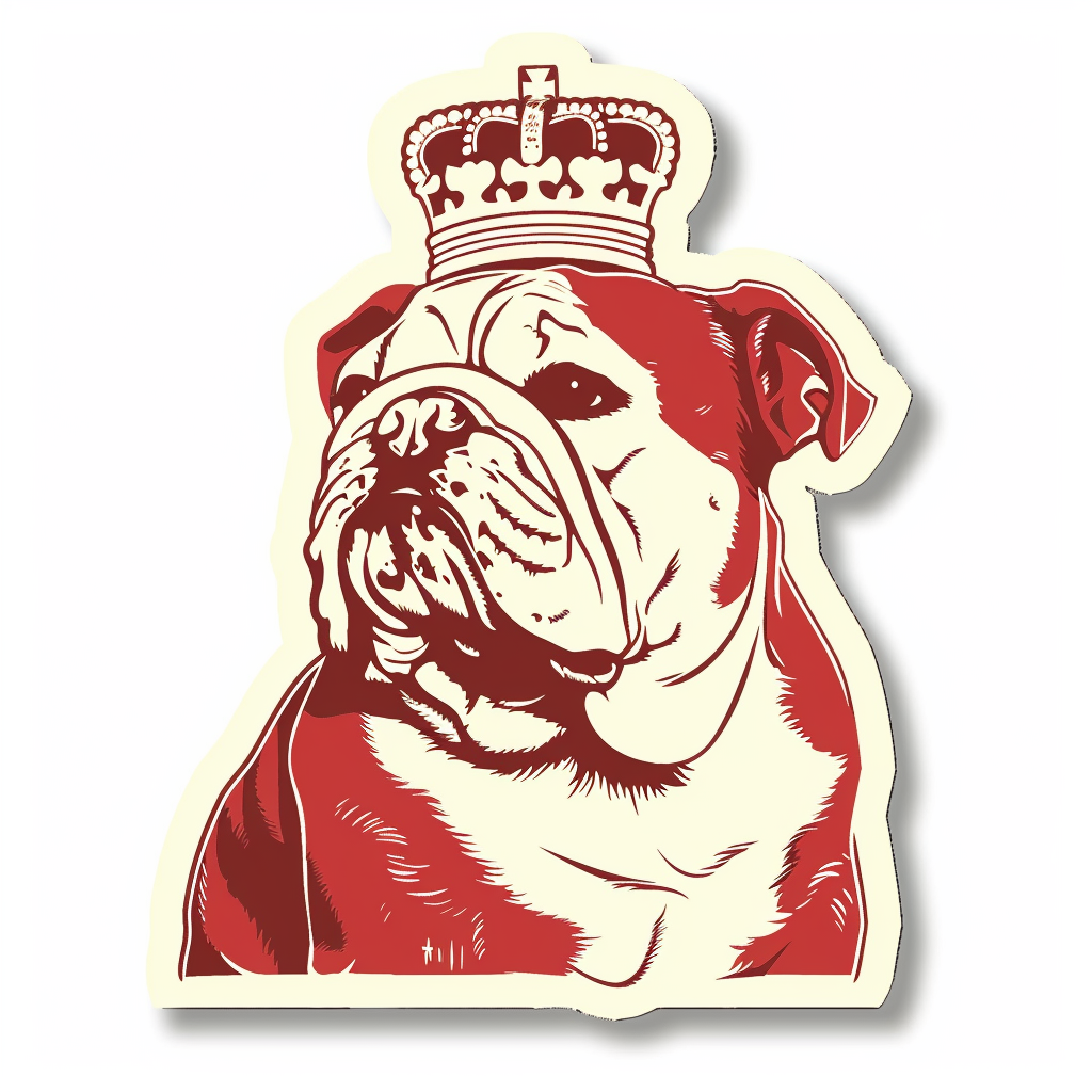 Bulldog Dog crowned majestic Expressive surreal Vinyl Decal Sticker for Car, Laptop, Tumbler and more # F017344
