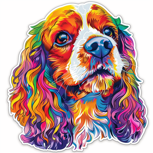Cocker Spaniel Dog majestic Expressive surreal Vinyl Decal Sticker for Car, Laptop, Tumbler and more # F019928-4" x 4"