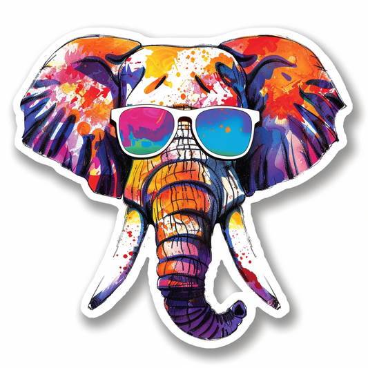 Elephant Expressive surreal Vinyl Decal Sticker for Car, Laptop, Tumbler and more # F022227-4" x 4"
