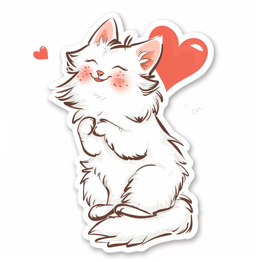 Adorable Turkish Angora Cat  Vinyl Decal Sticker for Car, Laptop, Tumbler and more # F021019-4" x 4"