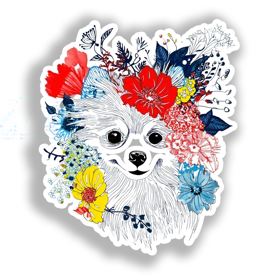 Pomeranian Dog Vinyl Decal Sticker for Car, Laptop, Tumbler and more # A017458-4" x 4"