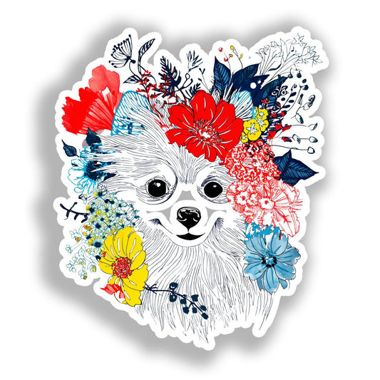 Pomeranian Dog Vinyl Decal Sticker for Car, Laptop, Tumbler and more # A017458-4" x 4"