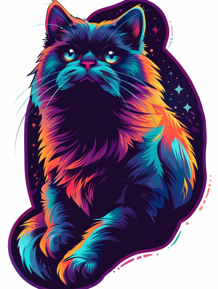Persian Cat Expressive surreal Vinyl Decal Sticker for Car, Laptop, Tumbler and more # F016496