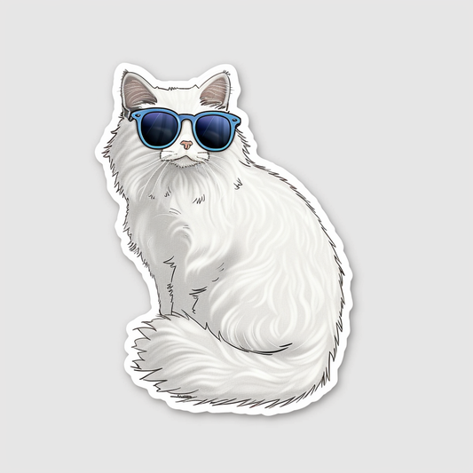 Adorable Turkish Angora Cat  Vinyl Decal Sticker for Car, Laptop, Tumbler and more # F020822-4" x 4"