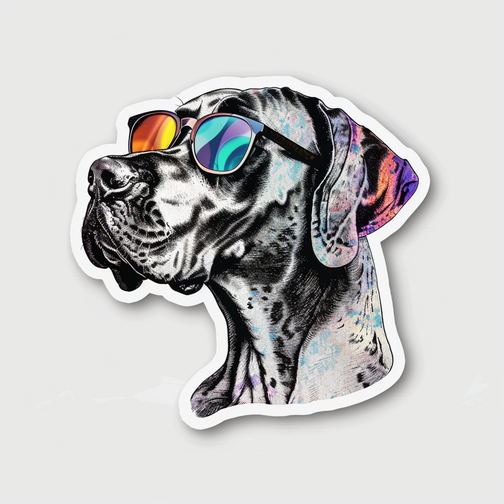 Adorable Great Dane Dog Expressive surreal Vinyl Decal Sticker for Car, Laptop, Tumbler and more # F018115