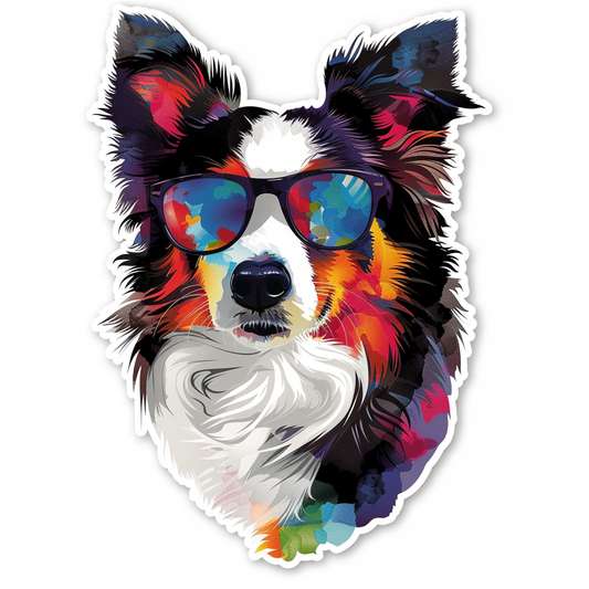 Border Collie Dog majestic Expressive surreal Vinyl Decal Sticker for Car, Laptop, Tumbler and more # F021720-4" x 4"