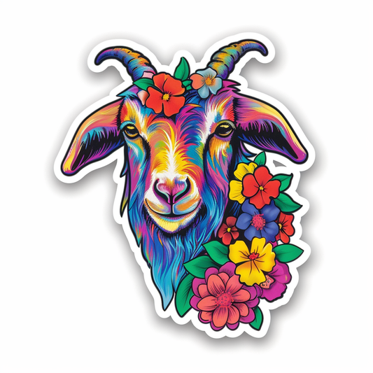 Goat majestic Expressive surreal Vinyl Decal Sticker for Car, Laptop, Tumbler and more # F020577-4" x 4"