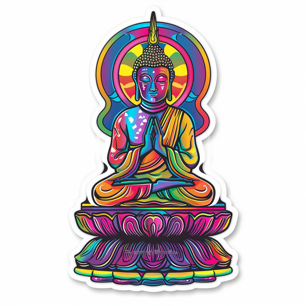 Buddha cartoon majestic Expressive surreal Vinyl Decal Sticker for Car, Laptop, Tumbler and more # F017134