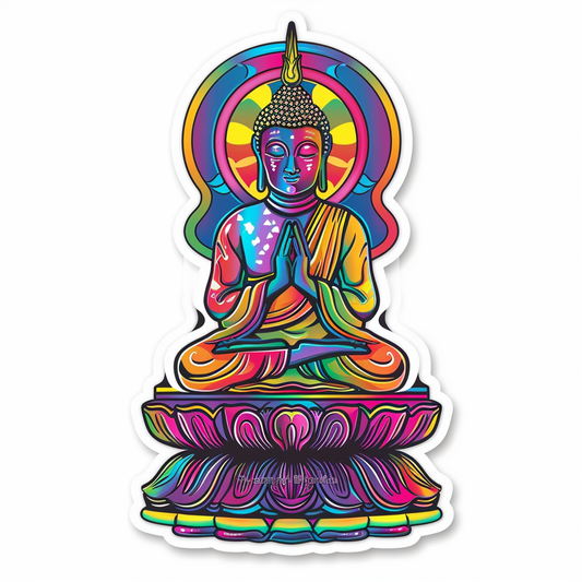 Buddha cartoon majestic Expressive surreal Vinyl Decal Sticker for Car, Laptop, Tumbler and more # F017134